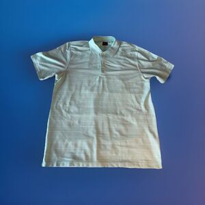 Greg Norman Polo Shirt XL Aqua Striped Golf Performance Short Sleev